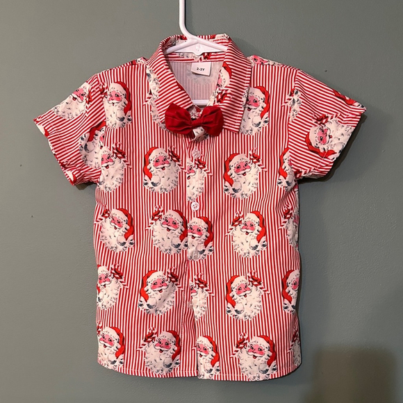Other - Red Striped Santa Kids Shirt